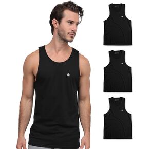 INTO THE AM Men's Essential Tank Tops - Soft Fitted Everyday Premium Sleeveless Muscle Shirt Bro Tanks for Guys (Black, Large)