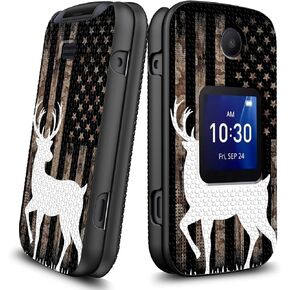 Case for Alcatel Go Flip 4/TCL Flip Pro/TCL Flip, with Tempered Glass Screen Protector Heavy Duty Shockproof Protective Phone Case for TCL Flip Pro, Forest Deer