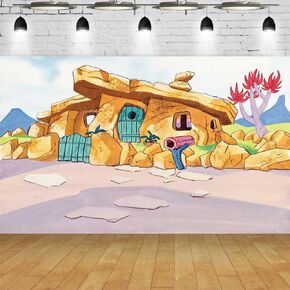 5.9 x 3.6 ft Flintstones Backdrop Stone House Photography Background Flintstones Birthday Party Supplies Kids Birthday Party Decorations Room Wall Decor Banner Photoshoot Photo Booth Props