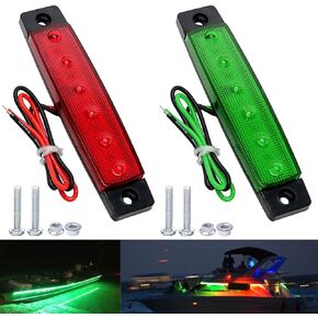 4PCS 12-24V LED Boat Interior Lights Marine Courtesy Light Strip Boat Stern Light Navigation Lights Waterproof for Yacht,Sailboat,Kayak,Fishing Pontoon (Red and Green) M1-052-RG