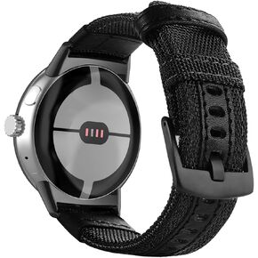 Abanen Woven Nylon Durable Watch Bands for Google Pixel Watch, Military Style Breathable Fabric Wristband Strap with Stainless Steel Clasp Compatible with Google Pixel Watch