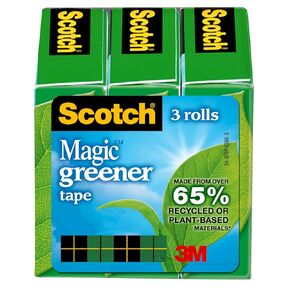 Scotch Magic Greener Tape, Invisible Tape for Fixing Paper, Office Supplies and Back to School Supplies, 0.75 in .x 900 in., 3 Rolls