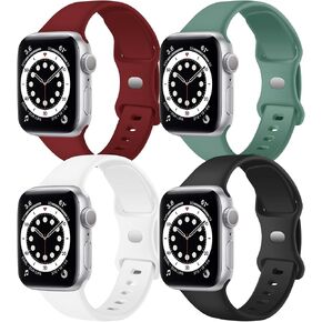 4 Pack Sport Bands Compatible with Apple Watch Band 38mm 40mm 41mm 42mm 44mm 45mm Soft Silicone Waterproof Strap Compatible with iWatch Series Ultra 8 7 6 5 4 3 2 1 SE Women Men