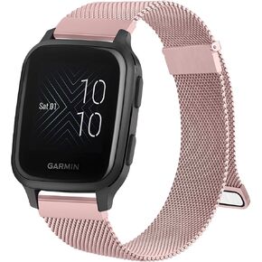 Amzpas Metal Bands for Garmin Venu/Venu 2 Plus/Venu Sq/Sq Music Watch Band, 20mm Stainless Steel Replacement Garmin Wristband Strap for Women Men