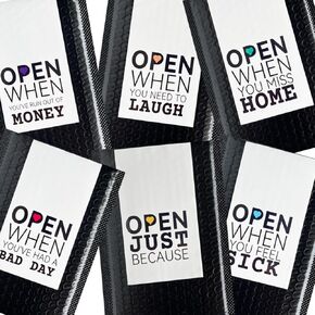 Open When Envelopes for College Student, College Daughter Son Gift, University Gifts, College Gifts, Leaving Home Gift, Going Away to College Gifts – 6 Pack Multi-color