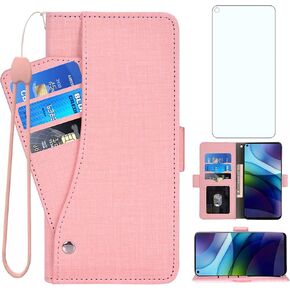 Asuwish Compatible with Moto G Stylus 2021 4G Wallet Case Tempered Glass Screen Protector and Leather Flip Card Holder Cell Phone Cover for Motorola GStylus 6.8 Stylo XT2115DL XT2115-1 Women Men Blue