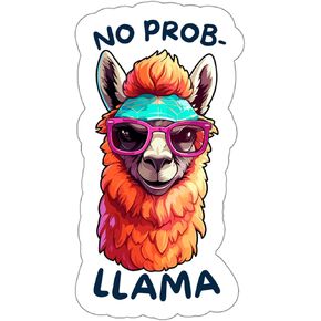 No Problem Llama No Probllama Sticker Cute Souvenir Decal Vinyl Small Waterproof Bottle Mug Passport Book Scrapbook Notebook Laptop Tumbler Skateboard Computer Phone Size 4" Gift ID44990