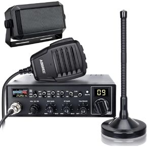 ABBREE CB Radio Kit AM/FM Professional Long Range Portable CB Radio with Magnetic Mount Antenna and External Speaker- NOAA Emergency Radio,Instant Channel 9,Noise Reduction and SWR Calibration,Black in Kuwait