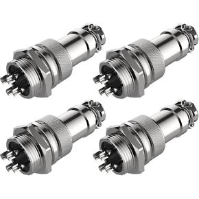 GX16 4Pin 16mm Circular Panel Metal Connector, Silver Aviation Plug Docking Male Female - 4 Set