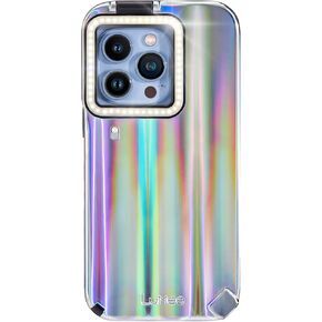 Lumee Flip – Front & Rear Selfie LED Light Up Case Cover For IPhone 13 Pro Max (6.7 Inches), Holographic