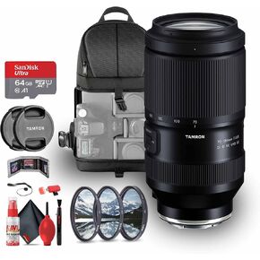 Tamron 70-180mm f/2.8 Di III VC VXD G2 Lens for Sony E (AFA065S-700) Bundle Including 64 GB Memory Card, 3-Piece Filter Kit, Backpack, Card Reader, Card Wallet, Full Cleaning Kit, Lens Caps