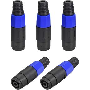 uxcell SpeakOns Speaker Female Adapter Connectors,4 Pole Speaker Plug Twist Lock,Speakons Compatible,5pcs
