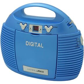 مشغل أقراص مضغوطة محمول HANNLOMAX HX-327CD مع راديو AM/FM، مدخل Aux-in، مصدر طاقة مزدوج AC/DC. (أرجواني)