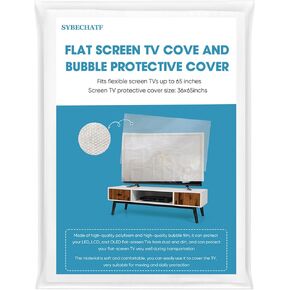 Foam Flat Screen TV Cover and Bubble TV Protective Cover Fits Up to 65''W x 36''H, Flat Screen TV Protection During House Moving,Home Renovation, or Storing (2-Foam and Bubble)