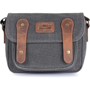 MegaGear Sequoia Canvas Bag Compatible with Canon, Nikon, Sony SLR/DSLR Mirrorless Cameras, Khaki Green (MG1974), PU Leather