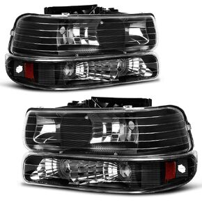 oEdRo Headlight Assembly Compatible with 2002 2003 2004 Camry Headlamp with Amber Reflector Clear Lens Chrome Housing