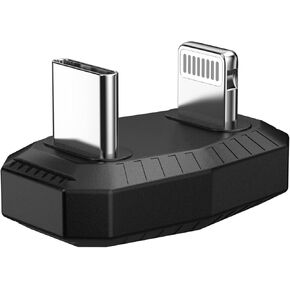 90 Degree USB C Male to Lightning Male Adapter Connector,[MFi Certified] iPhone Fast Charger Type C to Lightning Dongle Power Charging Adapter Compatible for iPhone 14/13/12/11/XS/XR/X/8/7 iPad