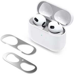 Spigen Shine Shield Designed for Airpods 3rd Generation (2021) Anti Dust Sticker for Airpods 3 Dust Guard - Metallic Silver