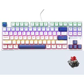 لوحة مفاتيح ميكانيكية للألعاب K500B 75% RGB LED بإضاءة خلفية، 87 مفتاحًا TKL لوحة مفاتيح سلكية مدمجة، مفتاح أحمر كليكي قابل للتبديل السريع، أغطية مفاتيح PBT مزدوجة اللقطة، أبيض/أزرق in Kuwait