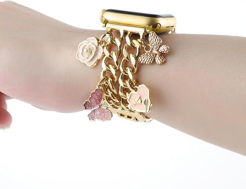 Stylish Wristband Compatible with Apple Watch Band 38mm 40mm 41mm 42mm 44mm 45mm 49mm, Cowboy Chain Strap with Charms Pendants for iWatch Series Ultra 9 8 7 6 5 4 3 2 1 SE in Saudi Arabia