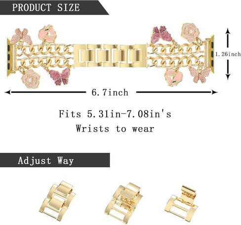 Stylish Wristband Compatible with Apple Watch Band 38mm 40mm 41mm 42mm 44mm 45mm 49mm, Cowboy Chain Strap with Charms Pendants for iWatch Series Ultra 9 8 7 6 5 4 3 2 1 SE in Saudi Arabia