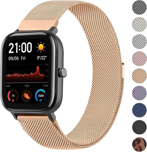 20mm Watch Band Compatible with Amazfit Bip 3 Pro/Bip 3/ Bip U Pro/Bip U/Bip S/Bip Lite/Bip S Lite/Amazfit GTR 42mm, Quick Released Stainless Steel Metal Mesh Wristband Bracelet Strap in Saudi Arabia