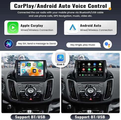 UNITOPSCI 2G+32G Android 13 Car Stereo for Ford Kuga Escape 2013-2019 Wireless Apple CarPlay Android Auto Bluetooth Mirror Link 9 Inch HD Touchscreen GPS Navigation WiFi FM/RDS SWC + Backup Camera Mic in Kuwait