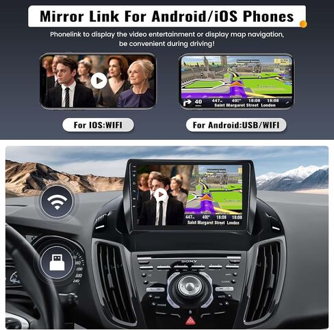 UNITOPSCI 2G+32G Android 13 Car Stereo for Ford Kuga Escape 2013-2019 Wireless Apple CarPlay Android Auto Bluetooth Mirror Link 9 Inch HD Touchscreen GPS Navigation WiFi FM/RDS SWC + Backup Camera Mic in Kuwait