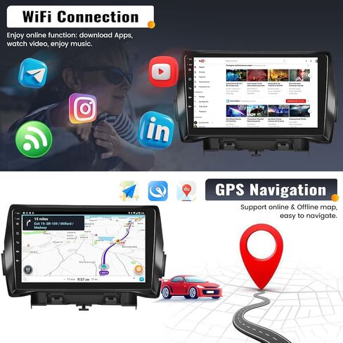 UNITOPSCI 2G+32G Android 13 Car Stereo for Ford Kuga Escape 2013-2019 Wireless Apple CarPlay Android Auto Bluetooth Mirror Link 9 Inch HD Touchscreen GPS Navigation WiFi FM/RDS SWC + Backup Camera Mic in Kuwait