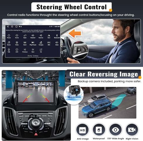 UNITOPSCI 2G+32G Android 13 Car Stereo for Ford Kuga Escape 2013-2019 Wireless Apple CarPlay Android Auto Bluetooth Mirror Link 9 Inch HD Touchscreen GPS Navigation WiFi FM/RDS SWC + Backup Camera Mic in Kuwait