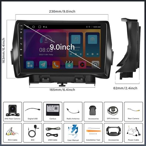 UNITOPSCI 2G+32G Android 13 Car Stereo for Ford Kuga Escape 2013-2019 Wireless Apple CarPlay Android Auto Bluetooth Mirror Link 9 Inch HD Touchscreen GPS Navigation WiFi FM/RDS SWC + Backup Camera Mic in Kuwait