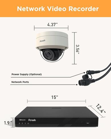 نظام كاميرا أمان 32 قناة، 20 × 5 ميجابكسل سلكية IK10 كاميرات IP PoE مقاومة للتخريب في الهواء الطلق مع اكتشاف الإنسان بالذكاء الاصطناعي، ميكروفون مدمج، وصول عن بعد، 4K 32CH NVR 8 تيرابايت HDD، PD54A2032-5M in Kuwait