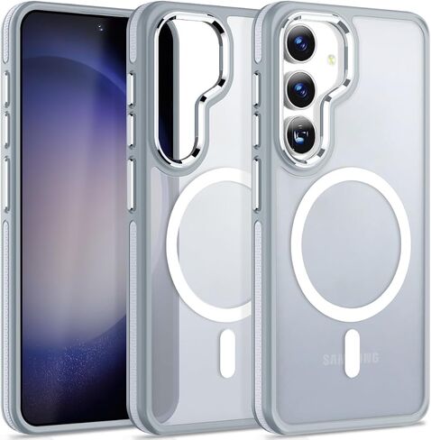 Case for Samsung Galaxy S24 Ultra with Kickstand, Compatible with MagSafe, Anti-Slip Galaxy S24 Ultra Case, 3-Modes Stand Military-Grade Protection, S24 Ultra Magnetic Cover (Black/Orange) in Saudi Arabia