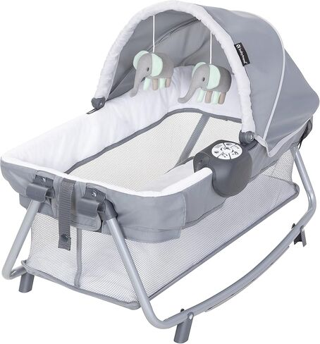 جناح حضانة بيبي تريند، ساحة لعب قابلة للطي مع كرسي هزاز محمول ومبدل قابل للطي، لون رمادي بيبل in Kuwait