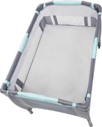 جناح حضانة بيبي تريند، ساحة لعب قابلة للطي مع كرسي هزاز محمول ومبدل قابل للطي، لون رمادي بيبل in Kuwait