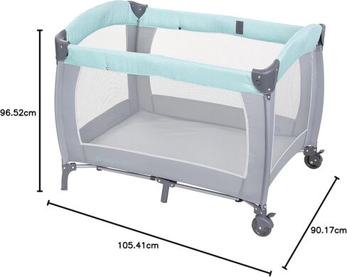 جناح حضانة بيبي تريند، ساحة لعب قابلة للطي مع كرسي هزاز محمول ومبدل قابل للطي، لون رمادي بيبل in Kuwait
