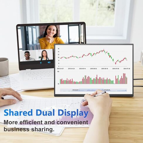 18.5" Portable Monitor 1080P Gaming Monitor Ultra-Slim IPS, for Laptop Desktop Phones, Tablet, PS5/4, Xbox, for Switch Display w HDR Plug Play Built-in Speaker with/Bracket Support in Saudi Arabia