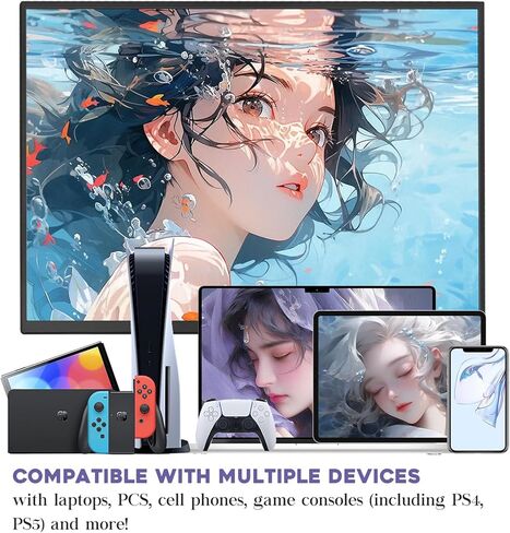 18.5" Portable Monitor 1080P Gaming Monitor Ultra-Slim IPS, for Laptop Desktop Phones, Tablet, PS5/4, Xbox, for Switch Display w HDR Plug Play Built-in Speaker with/Bracket Support in Saudi Arabia