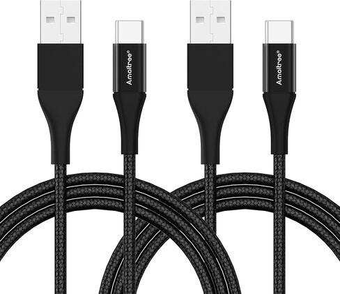 كابل USB C، 4 أقدام [عبوة من قطعتين] كابل شاحن USB من النوع C للشحن السريع بقدرة 60 وات لهواتف iPhone 15/15 Plus/15 Pro/15 Pro Max/iPad Pro/Samsung Galaxy S24/S23/S22/S21/S20/S10/S9/S8 - أسود in Kuwait