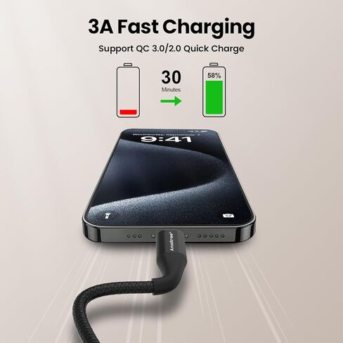 كابل USB C، 4 أقدام [عبوة من قطعتين] كابل شاحن USB من النوع C للشحن السريع بقدرة 60 وات لهواتف iPhone 15/15 Plus/15 Pro/15 Pro Max/iPad Pro/Samsung Galaxy S24/S23/S22/S21/S20/S10/S9/S8 - أسود in Kuwait