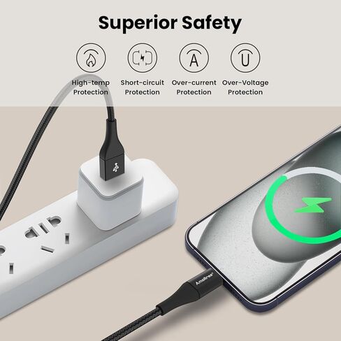 كابل USB C، 4 أقدام [عبوة من قطعتين] كابل شاحن USB من النوع C للشحن السريع بقدرة 60 وات لهواتف iPhone 15/15 Plus/15 Pro/15 Pro Max/iPad Pro/Samsung Galaxy S24/S23/S22/S21/S20/S10/S9/S8 - أسود in Kuwait