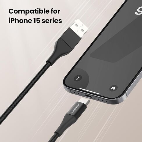 كابل USB C، 4 أقدام [عبوة من قطعتين] كابل شاحن USB من النوع C للشحن السريع بقدرة 60 وات لهواتف iPhone 15/15 Plus/15 Pro/15 Pro Max/iPad Pro/Samsung Galaxy S24/S23/S22/S21/S20/S10/S9/S8 - أسود in Kuwait