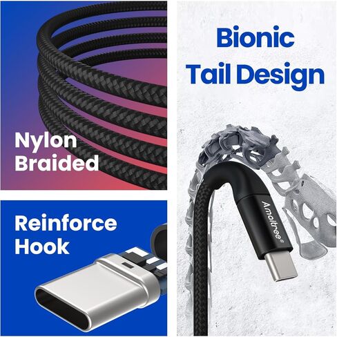 كابل USB C، 4 أقدام [عبوة من قطعتين] كابل شاحن USB من النوع C للشحن السريع بقدرة 60 وات لهواتف iPhone 15/15 Plus/15 Pro/15 Pro Max/iPad Pro/Samsung Galaxy S24/S23/S22/S21/S20/S10/S9/S8 - أسود in Kuwait