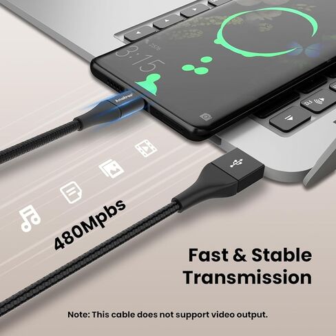 كابل USB C، 4 أقدام [عبوة من قطعتين] كابل شاحن USB من النوع C للشحن السريع بقدرة 60 وات لهواتف iPhone 15/15 Plus/15 Pro/15 Pro Max/iPad Pro/Samsung Galaxy S24/S23/S22/S21/S20/S10/S9/S8 - أسود in Kuwait
