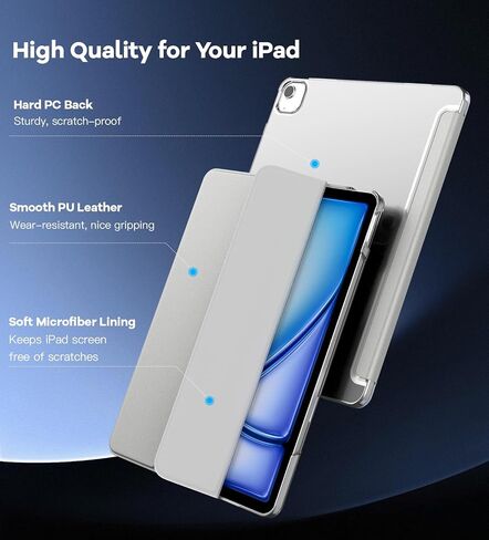 حافظة TiMOVO لجهاز iPad Air 13 بوصة M2 2024، غطاء حامل نحيف لجهاز iPad Air 13 بوصة، يدعم معرف اللمس، غطاء ذكي للتنبيه/النوم التلقائي مع ظهر شفاف، حافظة iPad Air 13، رمادي فلكي in Kuwait