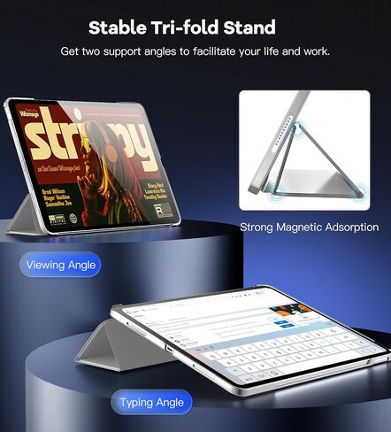 حافظة TiMOVO لجهاز iPad Air 13 بوصة M2 2024، غطاء حامل نحيف لجهاز iPad Air 13 بوصة، يدعم معرف اللمس، غطاء ذكي للتنبيه/النوم التلقائي مع ظهر شفاف، حافظة iPad Air 13، رمادي فلكي in Kuwait