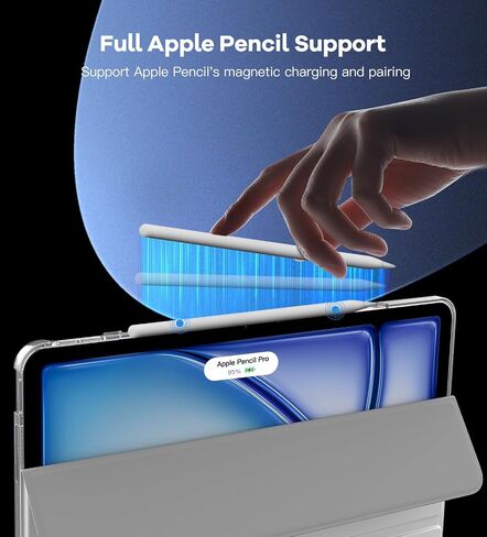 حافظة TiMOVO لجهاز iPad Air 13 بوصة M2 2024، غطاء حامل نحيف لجهاز iPad Air 13 بوصة، يدعم معرف اللمس، غطاء ذكي للتنبيه/النوم التلقائي مع ظهر شفاف، حافظة iPad Air 13، رمادي فلكي in Kuwait