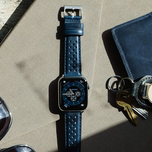 أحزمة ساعة BARTON Racing & Rally Horween الجلدية مع قضبان زنبركية مدمجة سريعة التحرير - متوافقة مع جميع موديلات ساعات Apple - السلسلة 8، 7، 6، 5، 4، 3، 2، 1، SE & Ultra - مقاس 38 مم، 40 مم، 42 مم أو 44 ملم in Kuwait