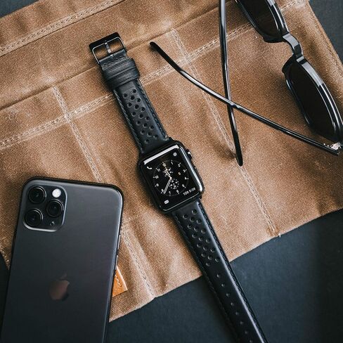 أحزمة ساعة BARTON Racing & Rally Horween الجلدية مع قضبان زنبركية مدمجة سريعة التحرير - متوافقة مع جميع موديلات ساعات Apple - السلسلة 8، 7، 6، 5، 4، 3، 2، 1، SE & Ultra - مقاس 38 مم، 40 مم، 42 مم أو 44 ملم in Kuwait