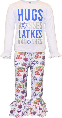 Unique Baby Girls Clothes 2pc Set Long Sleeve Shirt with Ruffle Leggings Toddlers and Kids in Saudi Arabia